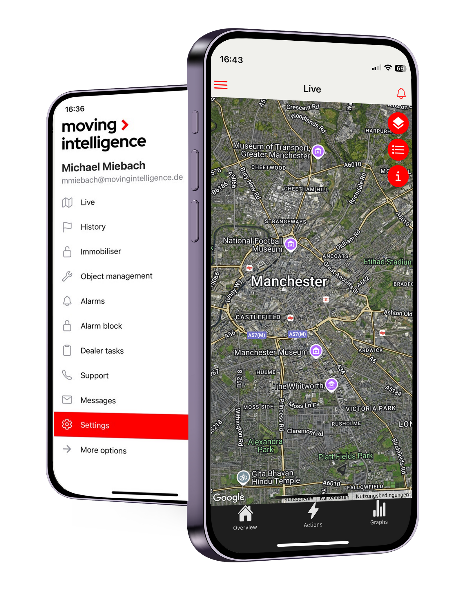 Moving Intelligence app on a smart phone