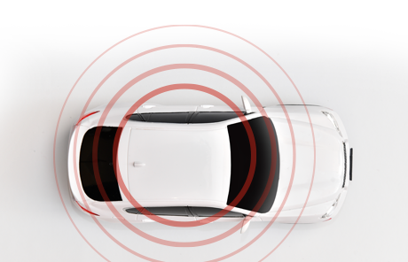 Car surrounded by radio waves